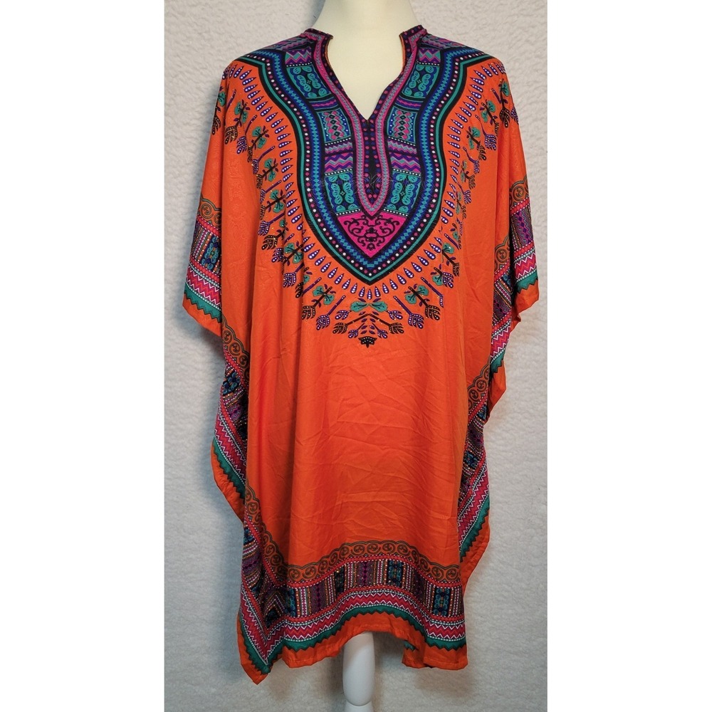 Sante Classics Kaftan Dress One Size NEW NWT Boho Orange Long Caftan 1640